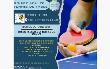 Soirée adulte tennis de table 30 oct 2025