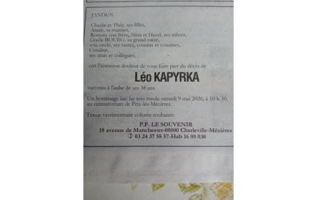 Décès de Léo KAPYRKA