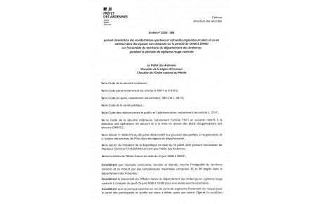 Arrêté d'interdiction des manifestations et de la pratique sportive